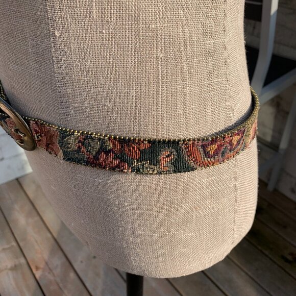 Vintage 80s Tapestry Statement Retro Boho Waist Belt - Picture 5 of 15